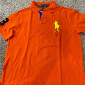 Ralph Lauren Orange Polo with Blue Accents